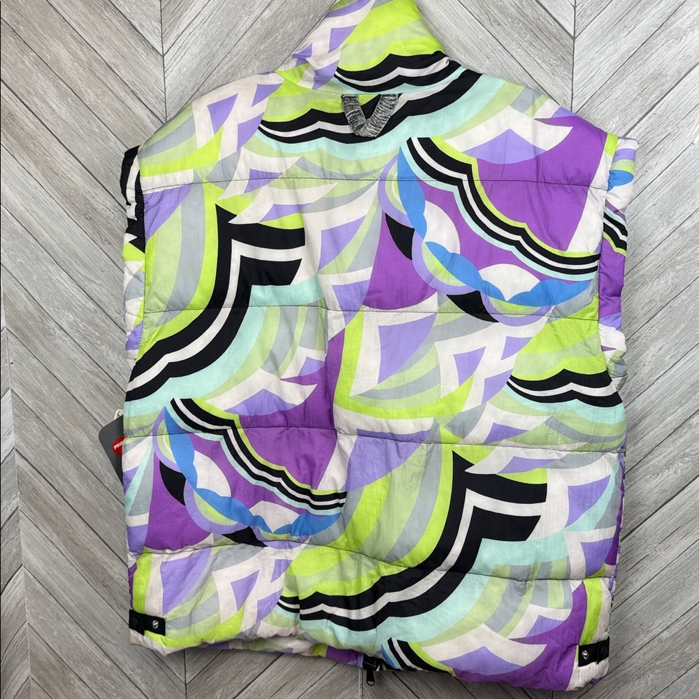 NWT New Free People In A Bubble Printed Puffer Neon Purple Vest Size L - Picture 6 of 13